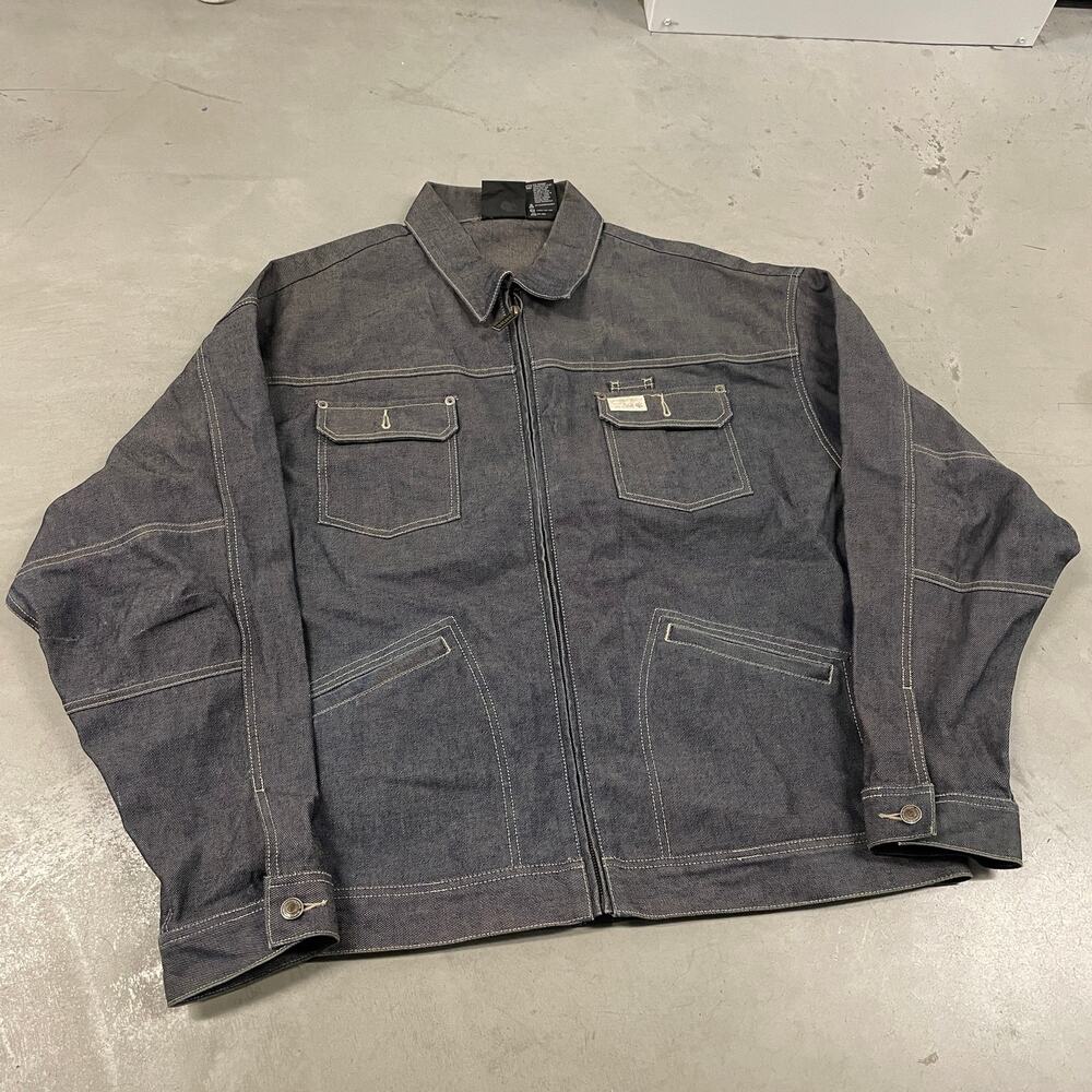 vintage y2k black denim rocawear trucker jacket